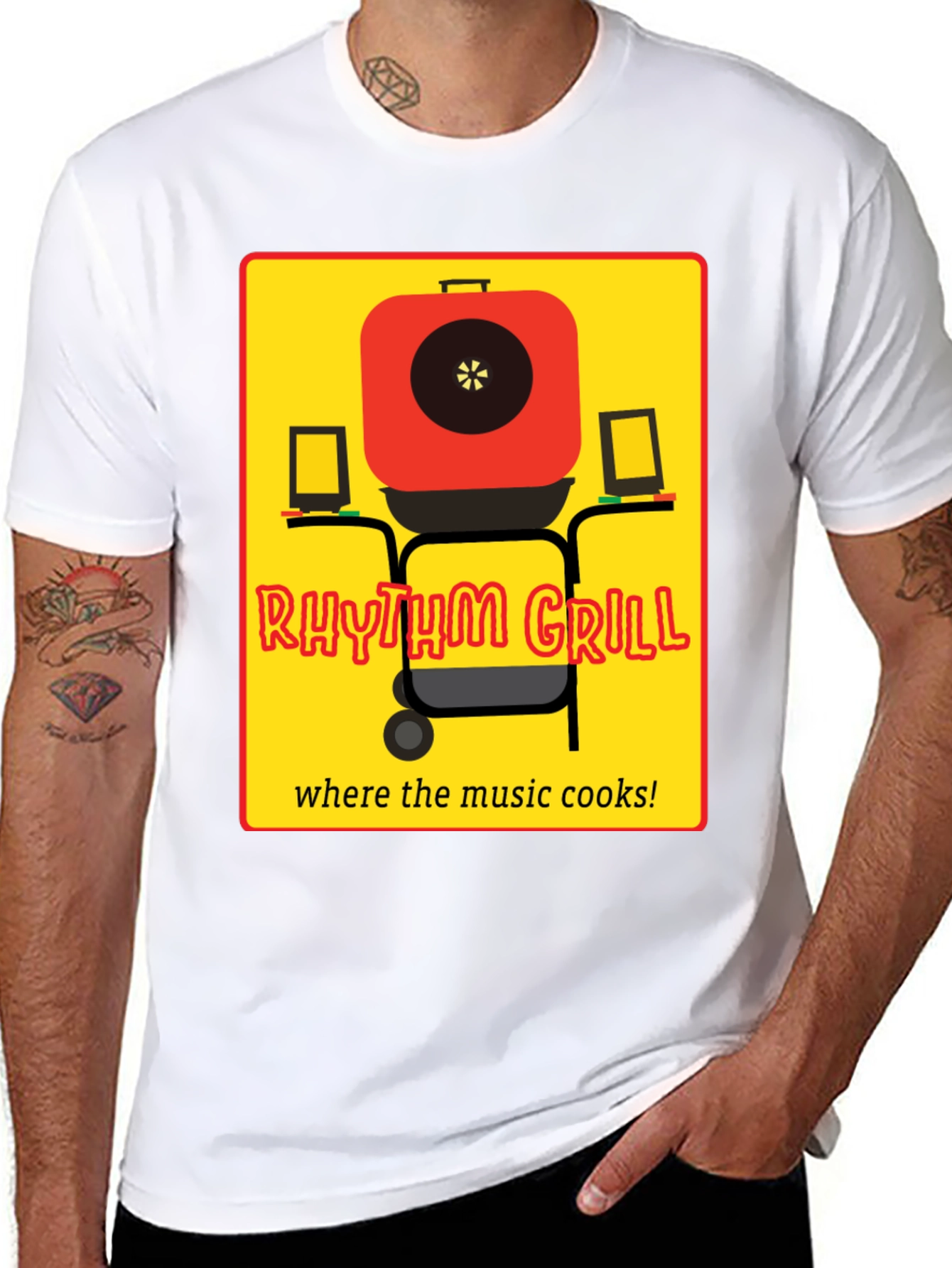 Rhythm Grill T-Shirt - Music and Cooking Style