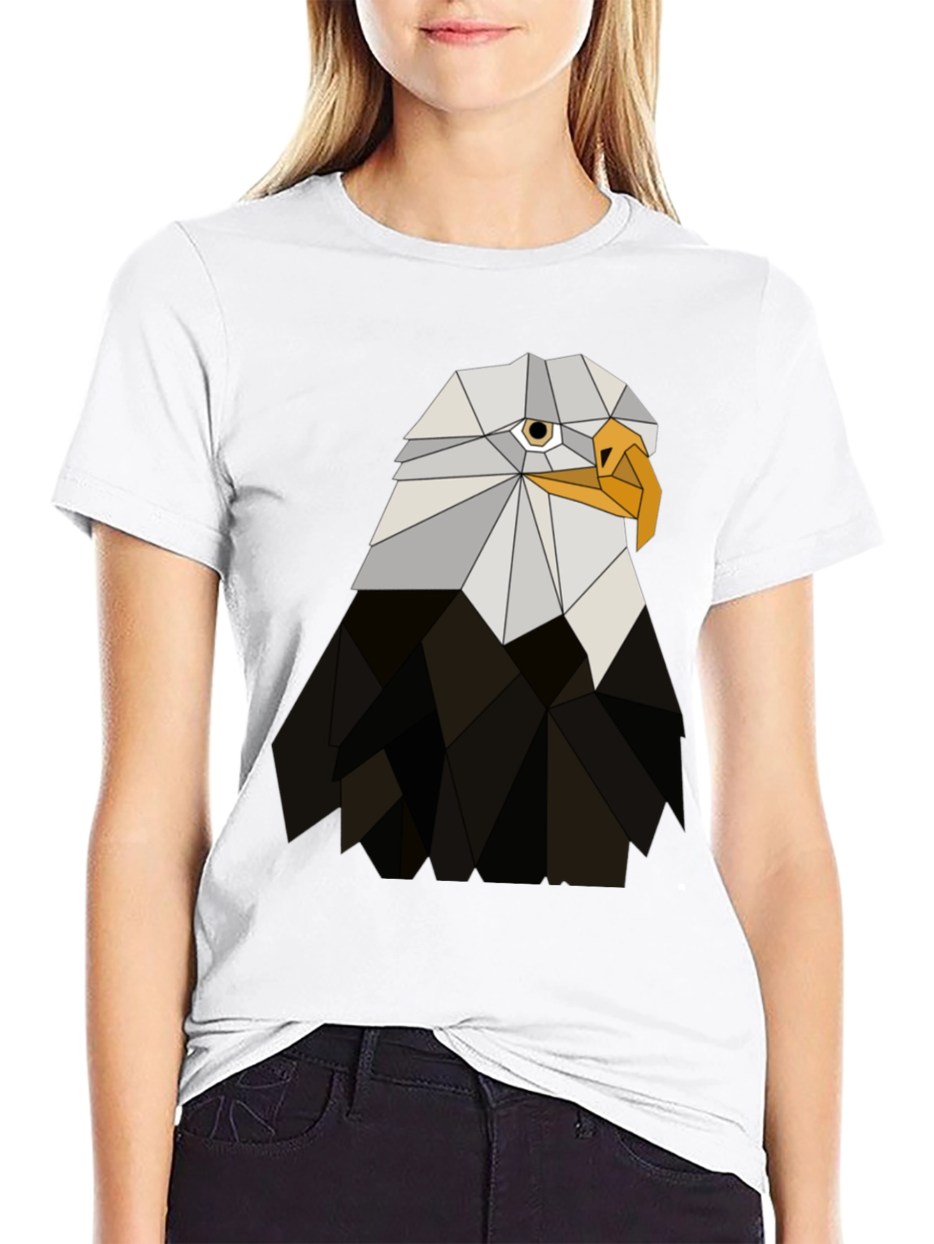 Geometric Eagle Graphic Tee - Black