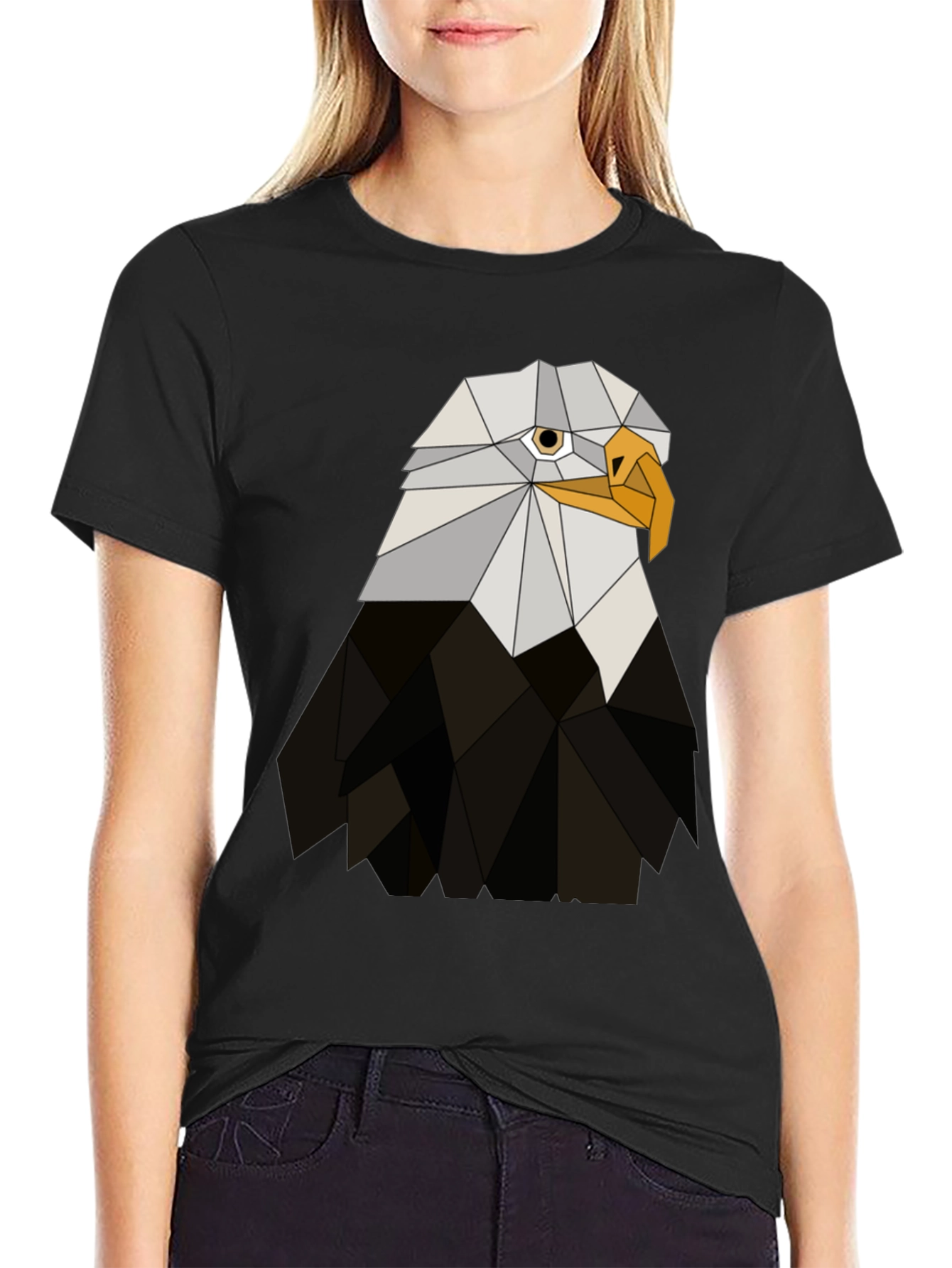 Geometric Eagle Graphic Tee - Black