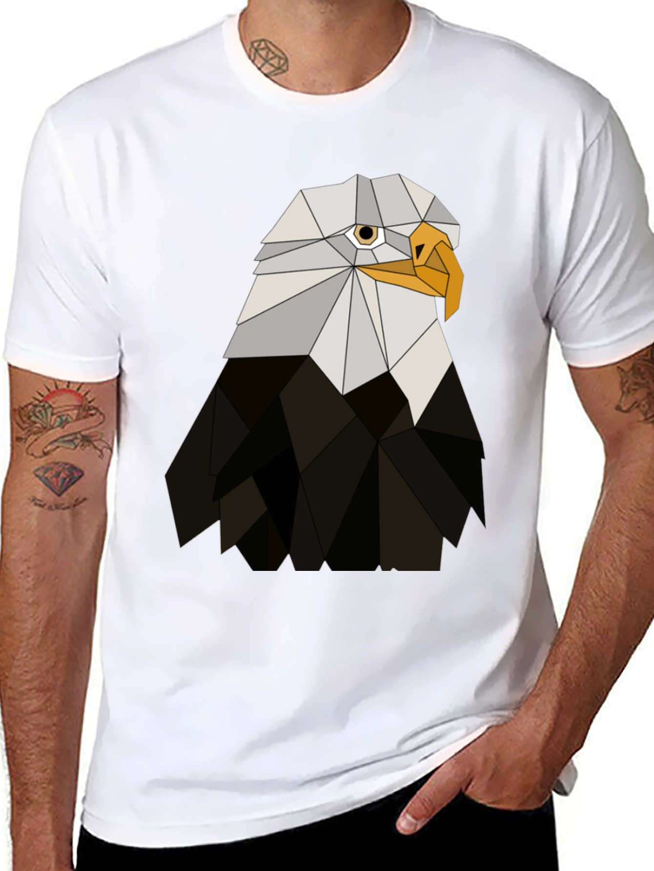 Geometric Eagle Graphic Tee - Black