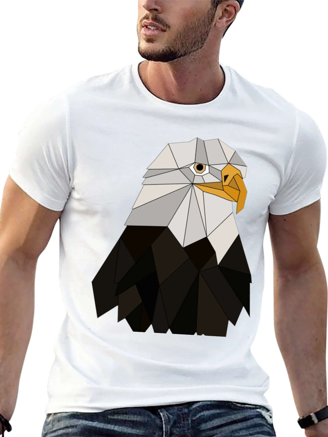 Geometric Eagle Graphic Tee - Black