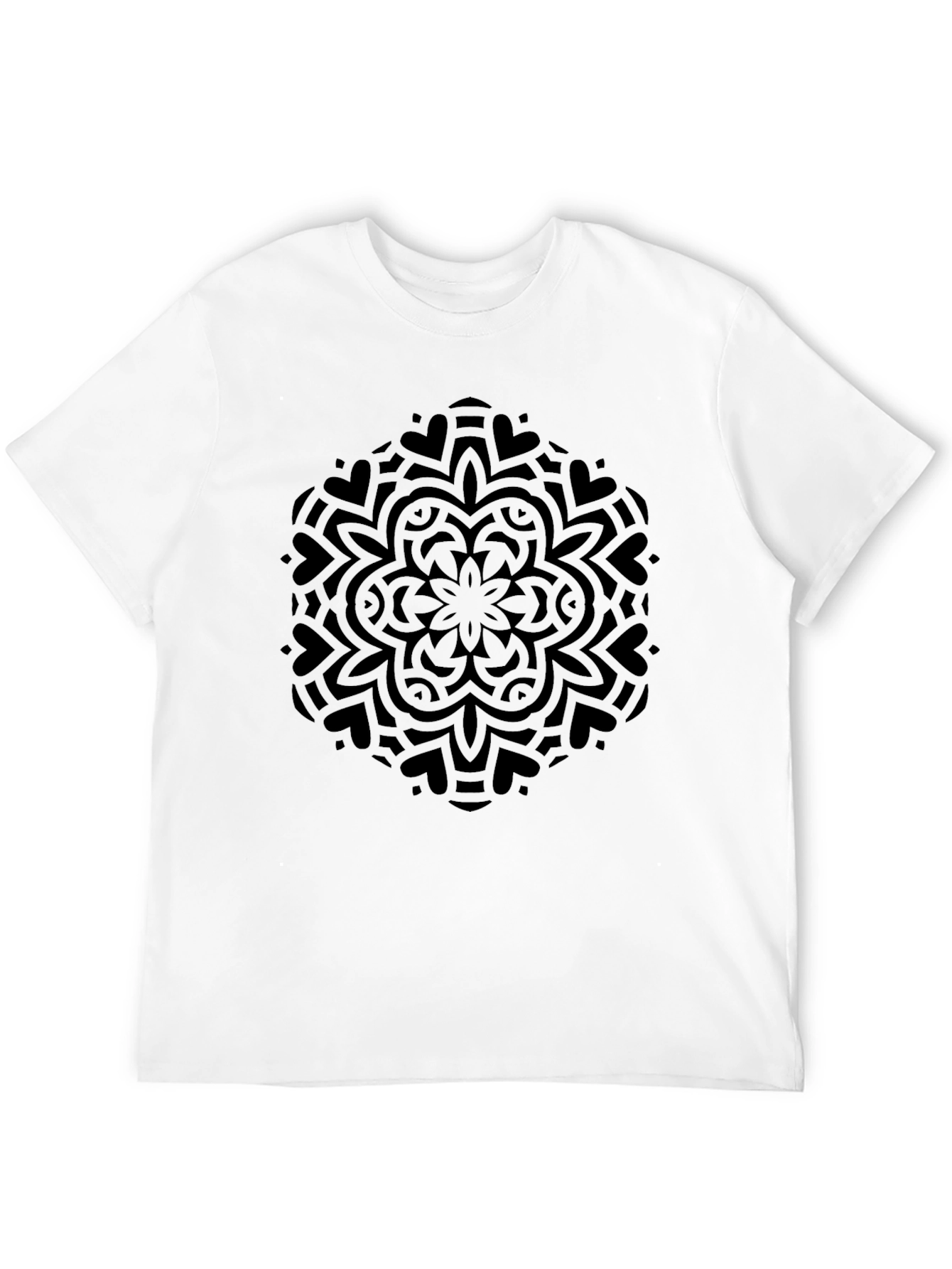 Black Mandala Graphic Tee - Modern Geometric Design