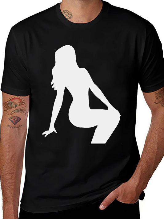 Mens Black T-Shirt with White Silhouette