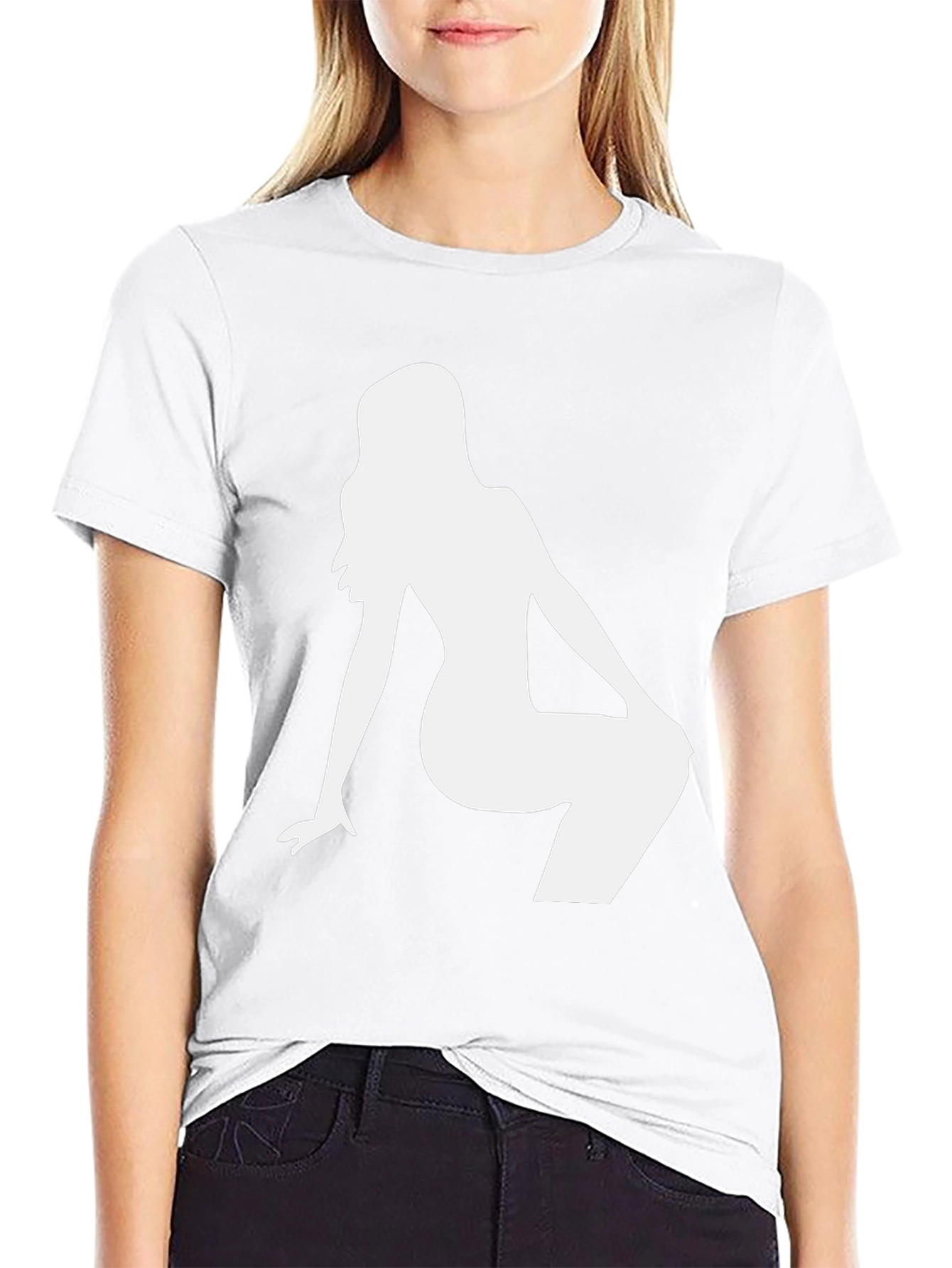 Mens Black T-Shirt with White Silhouette