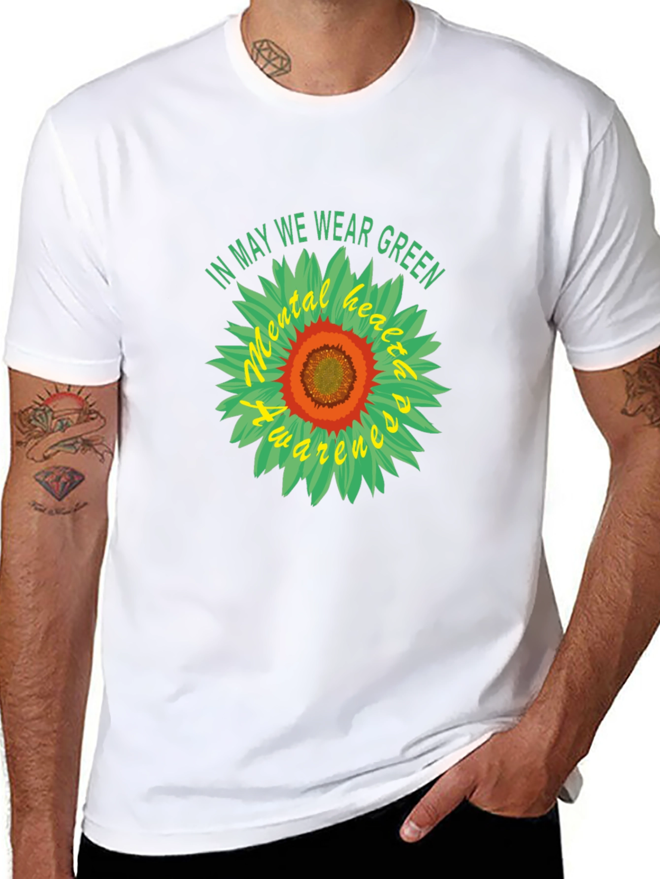 Mental Health Awareness Green Sunflower T-Shirt