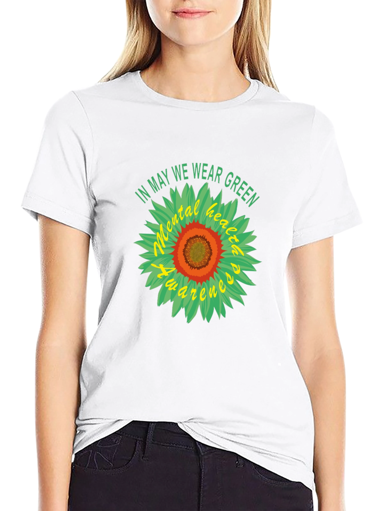Mental Health Awareness Green Sunflower T-Shirt