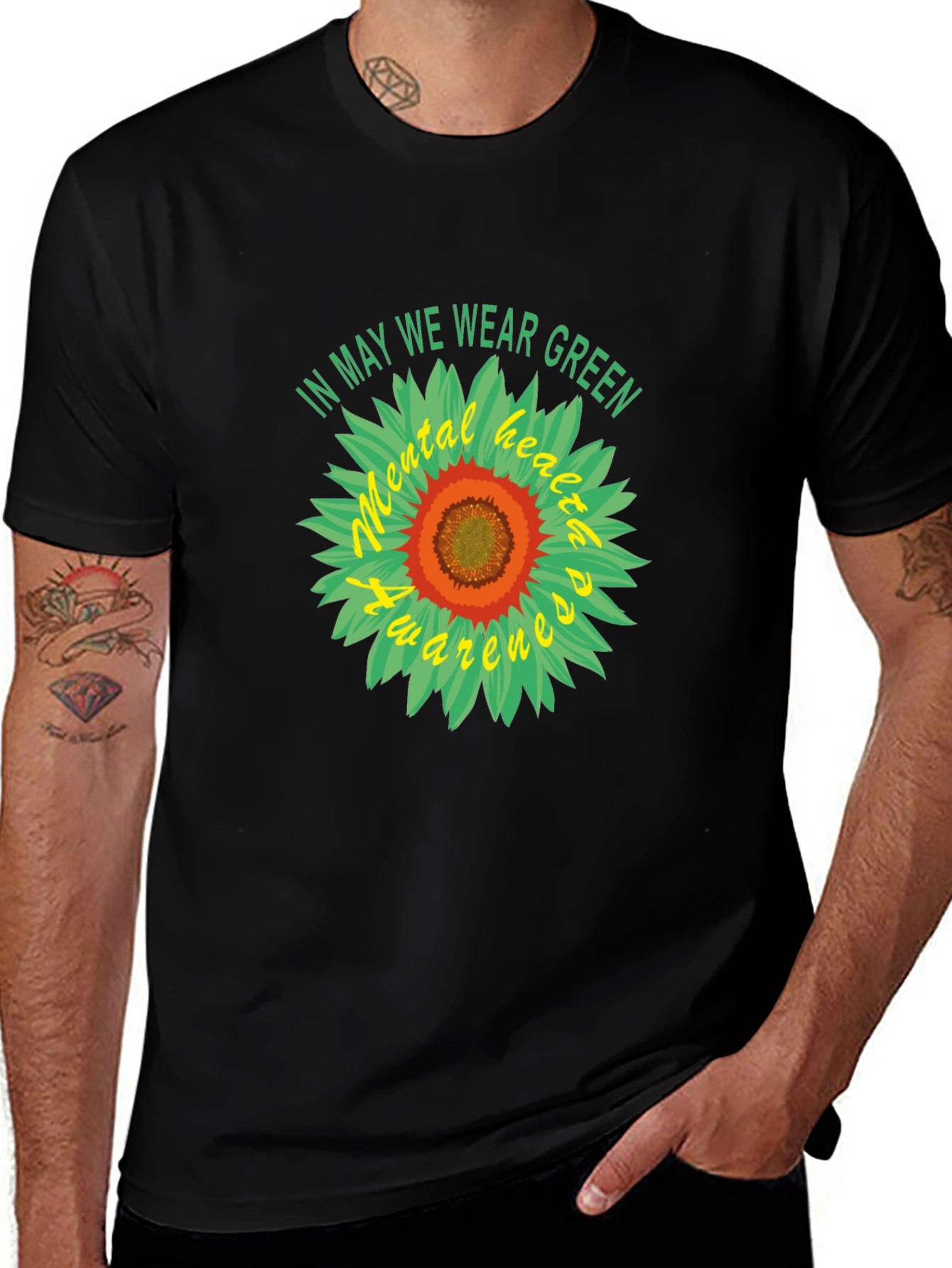 Mental Health Awareness Green Sunflower T-Shirt