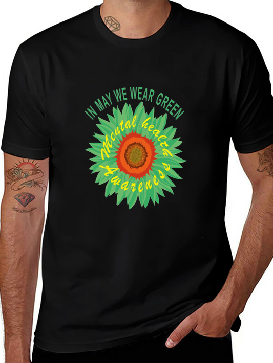 Mental Health Awareness Green Sunflower T-Shirt