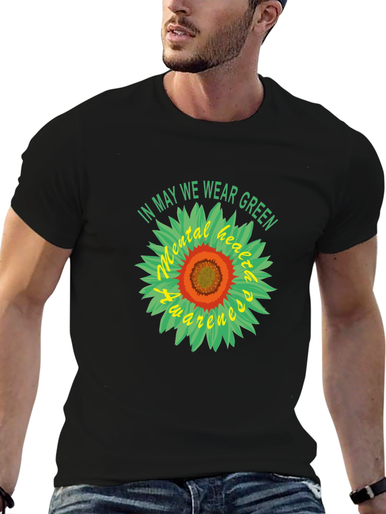 Mental Health Awareness Green Sunflower T-Shirt