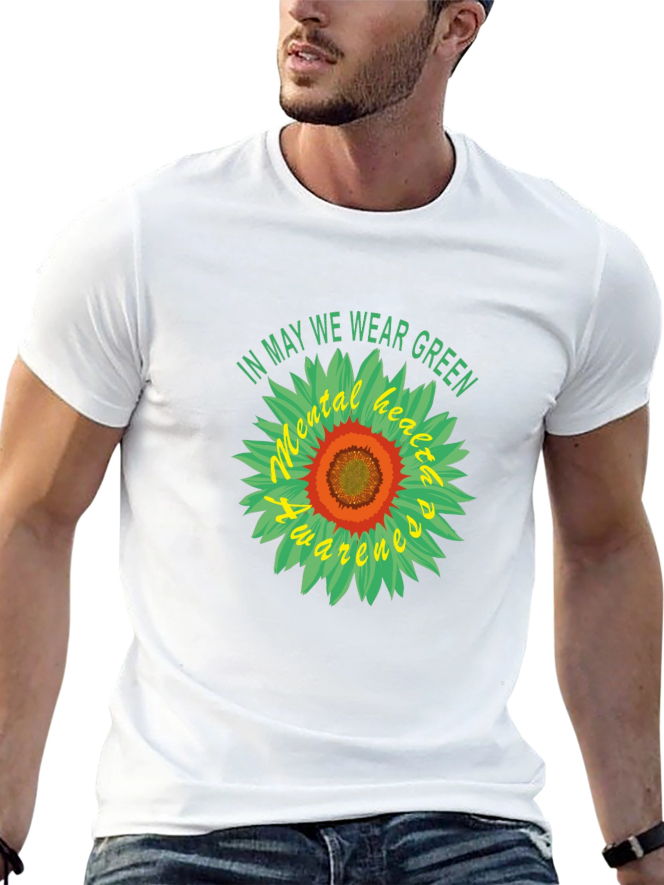 Mental Health Awareness Green Sunflower T-Shirt