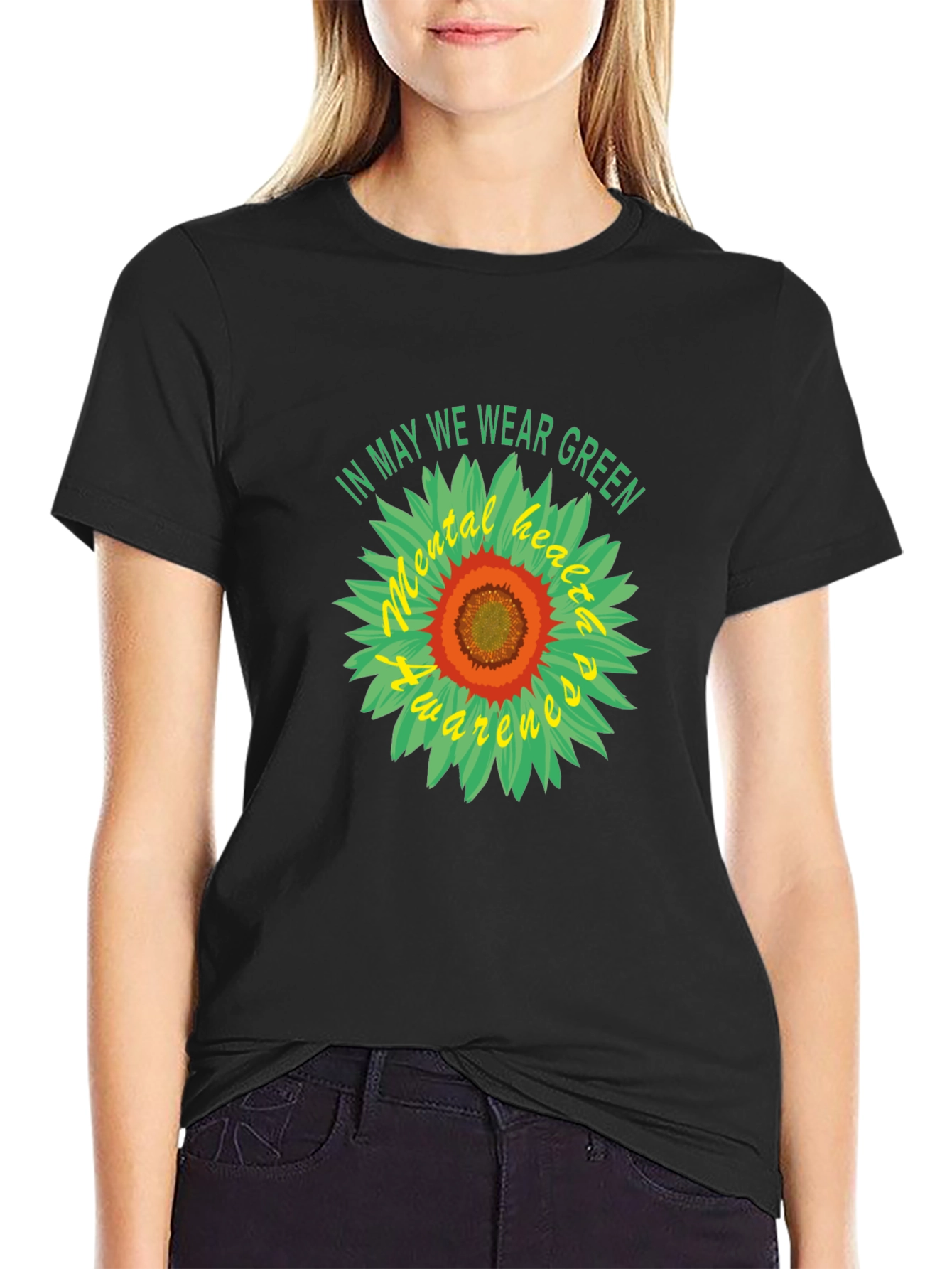 Mental Health Awareness Green Sunflower T-Shirt