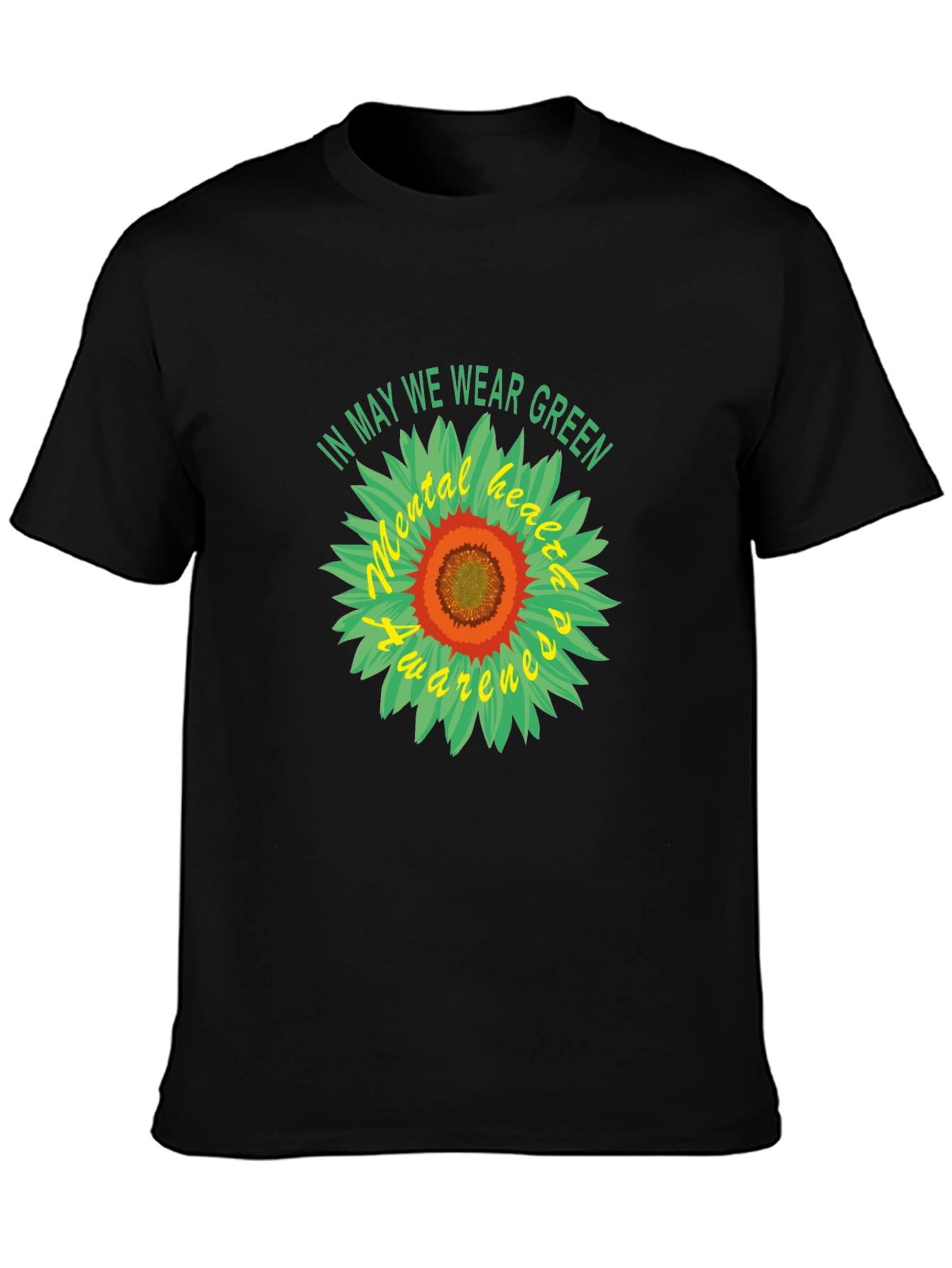 Mental Health Awareness Green Sunflower T-Shirt