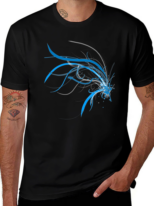 Abstract Blue & Grey Design T-Shirt