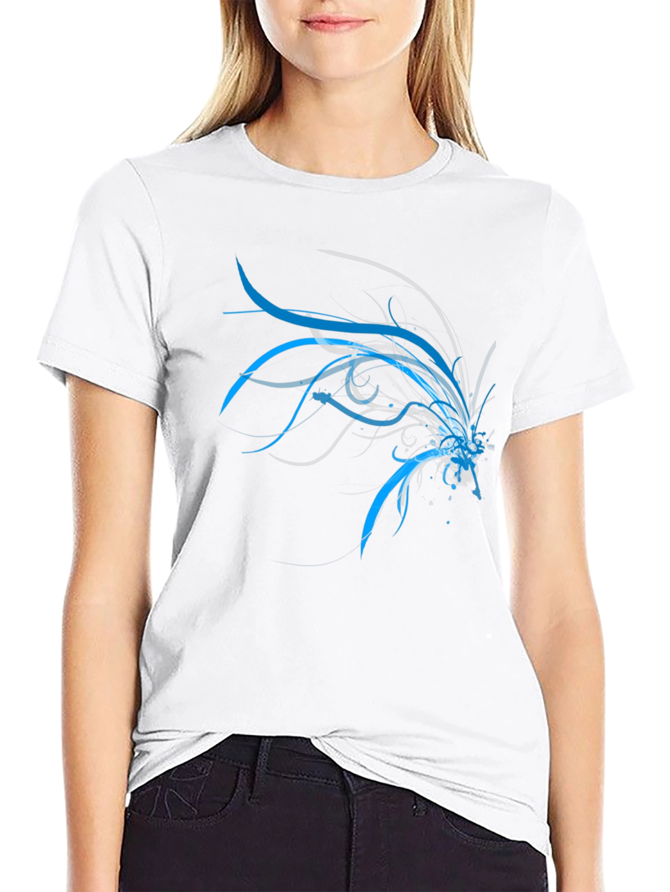 Abstract Blue & Grey Design T-Shirt