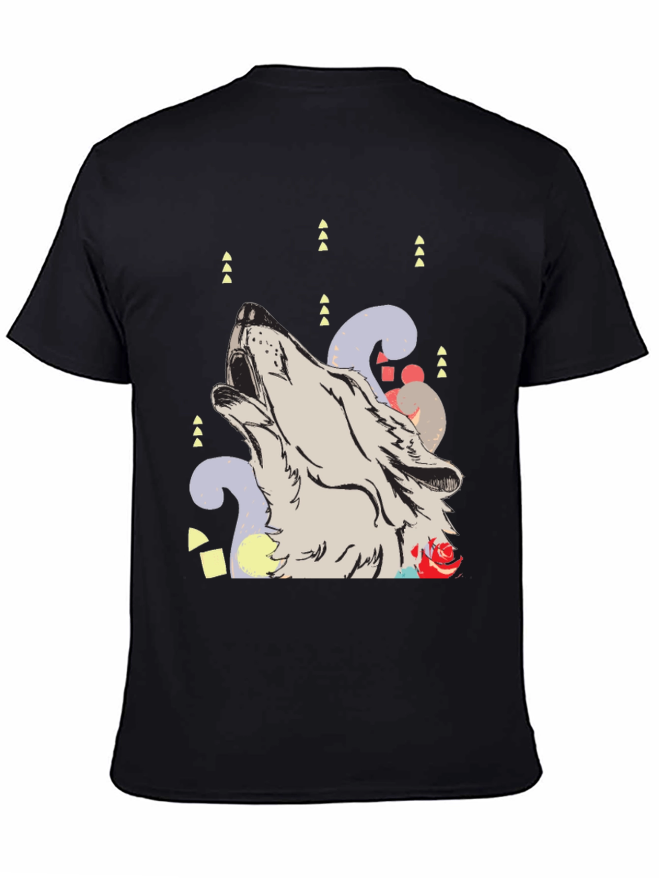 Wolf Howl Graphic Print Black T-Shirt