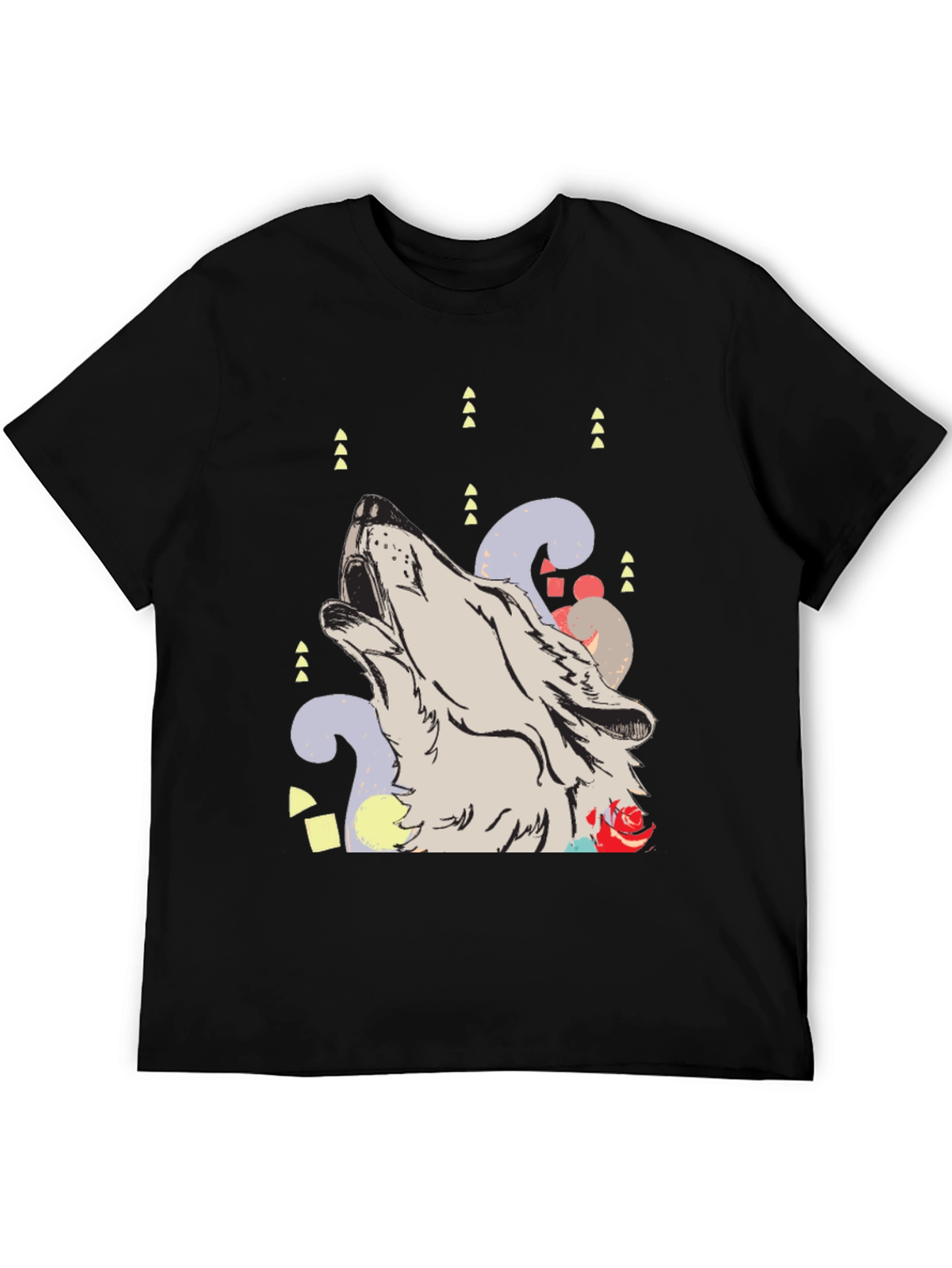 Wolf Howl Graphic Print Black T-Shirt
