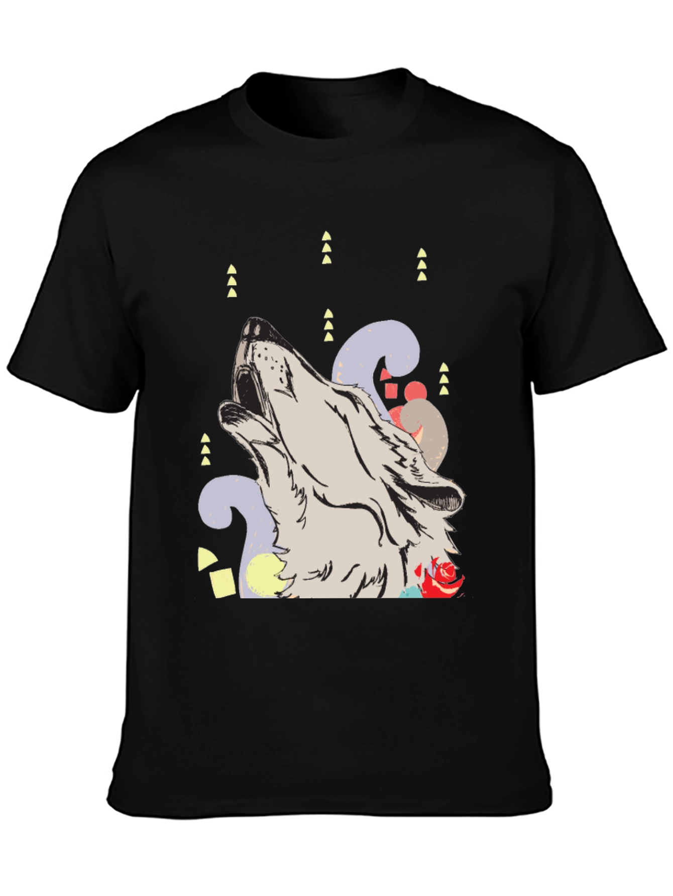 Wolf Howl Graphic Print Black T-Shirt