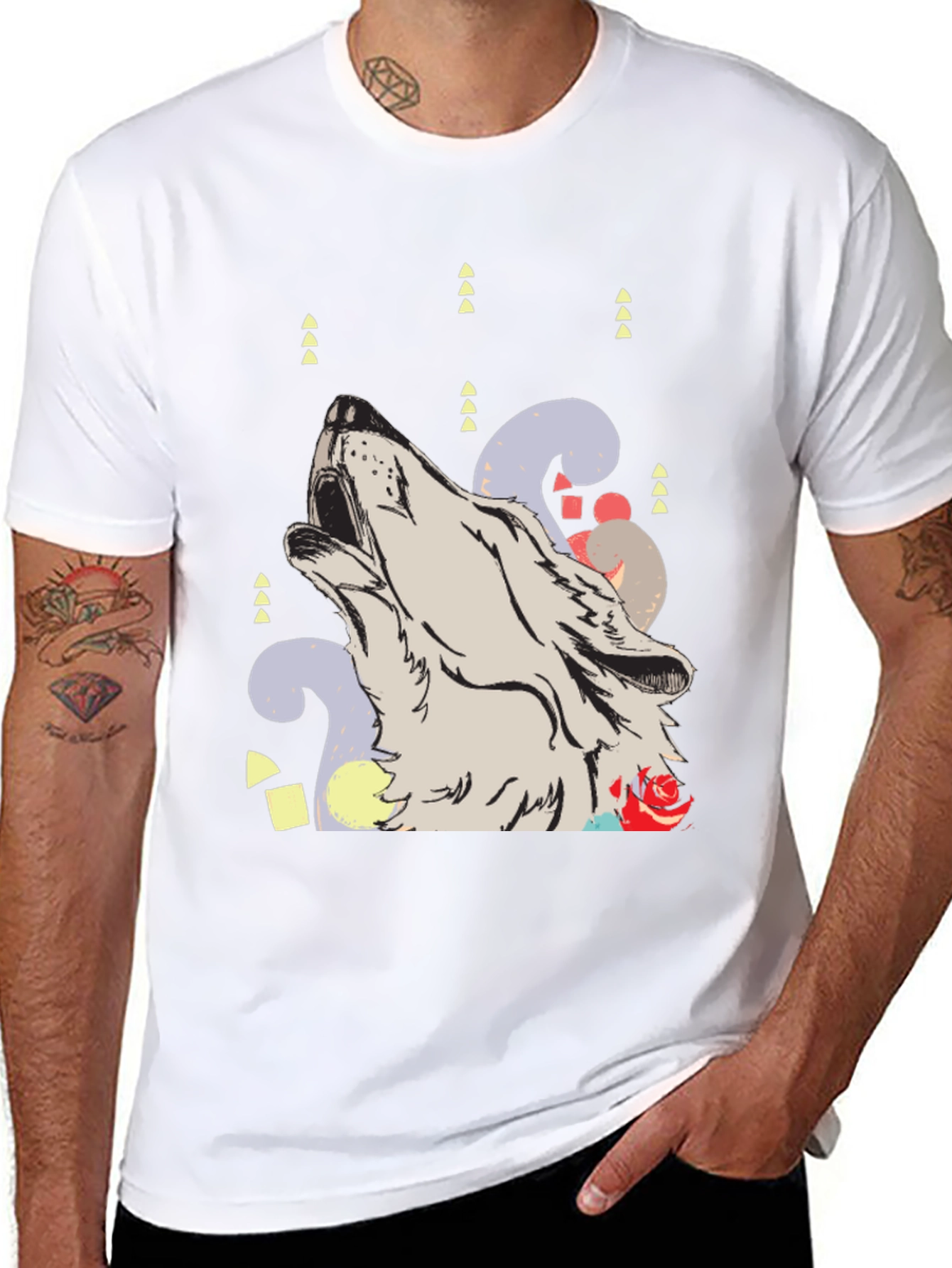 Wolf Howl Graphic Print Black T-Shirt