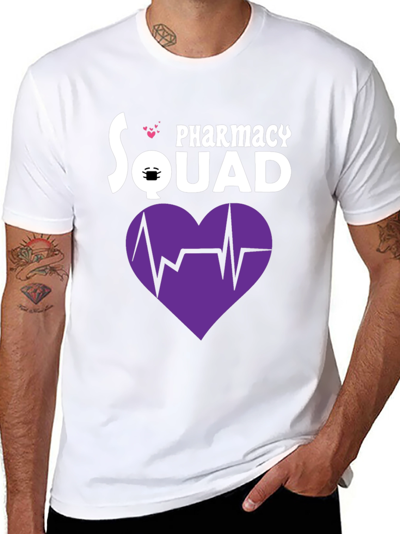 Pharmacy Squad T-Shirt with Heartbeat Graphic