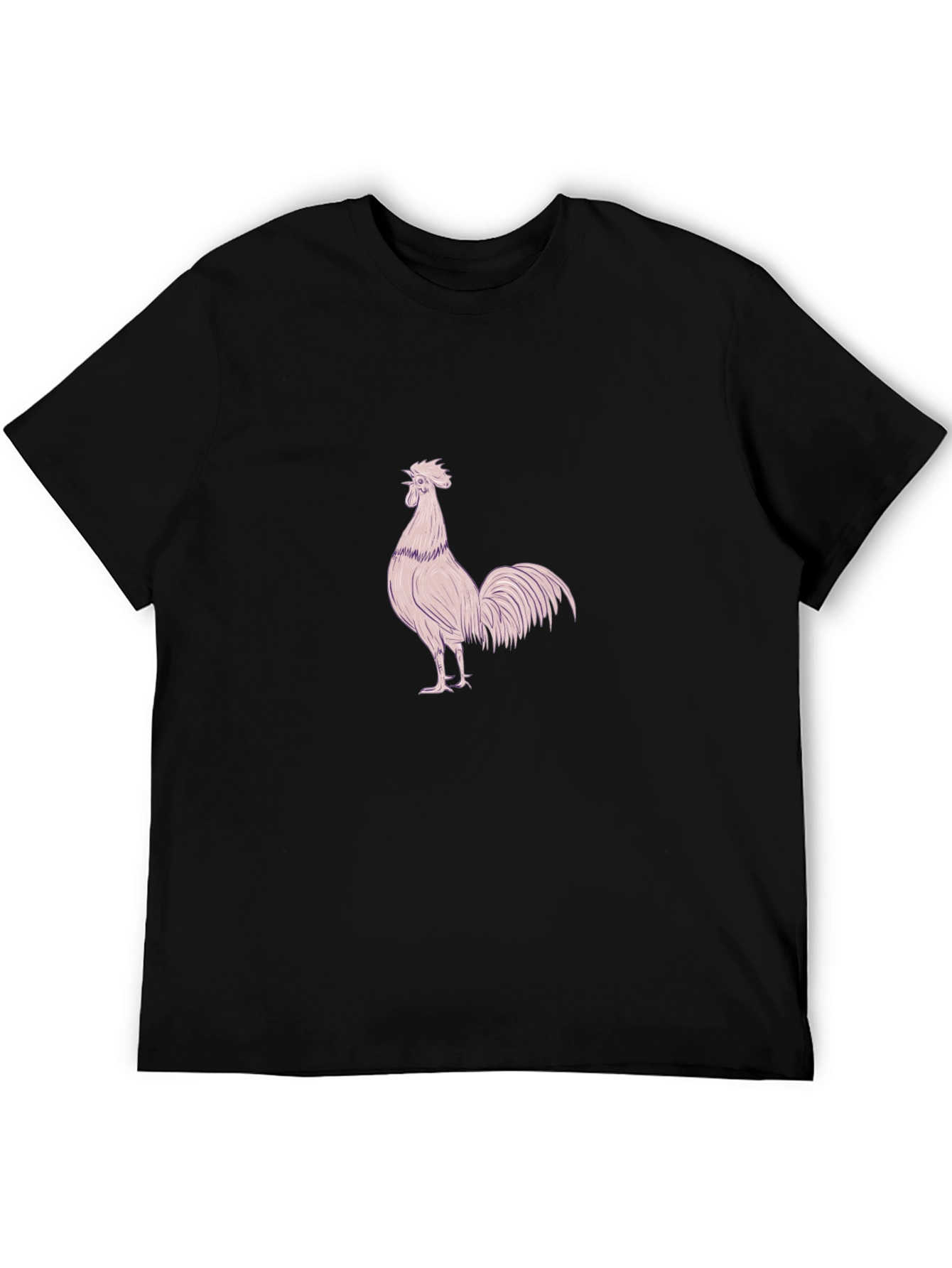 Mens Black T-Shirt with Rooster Design