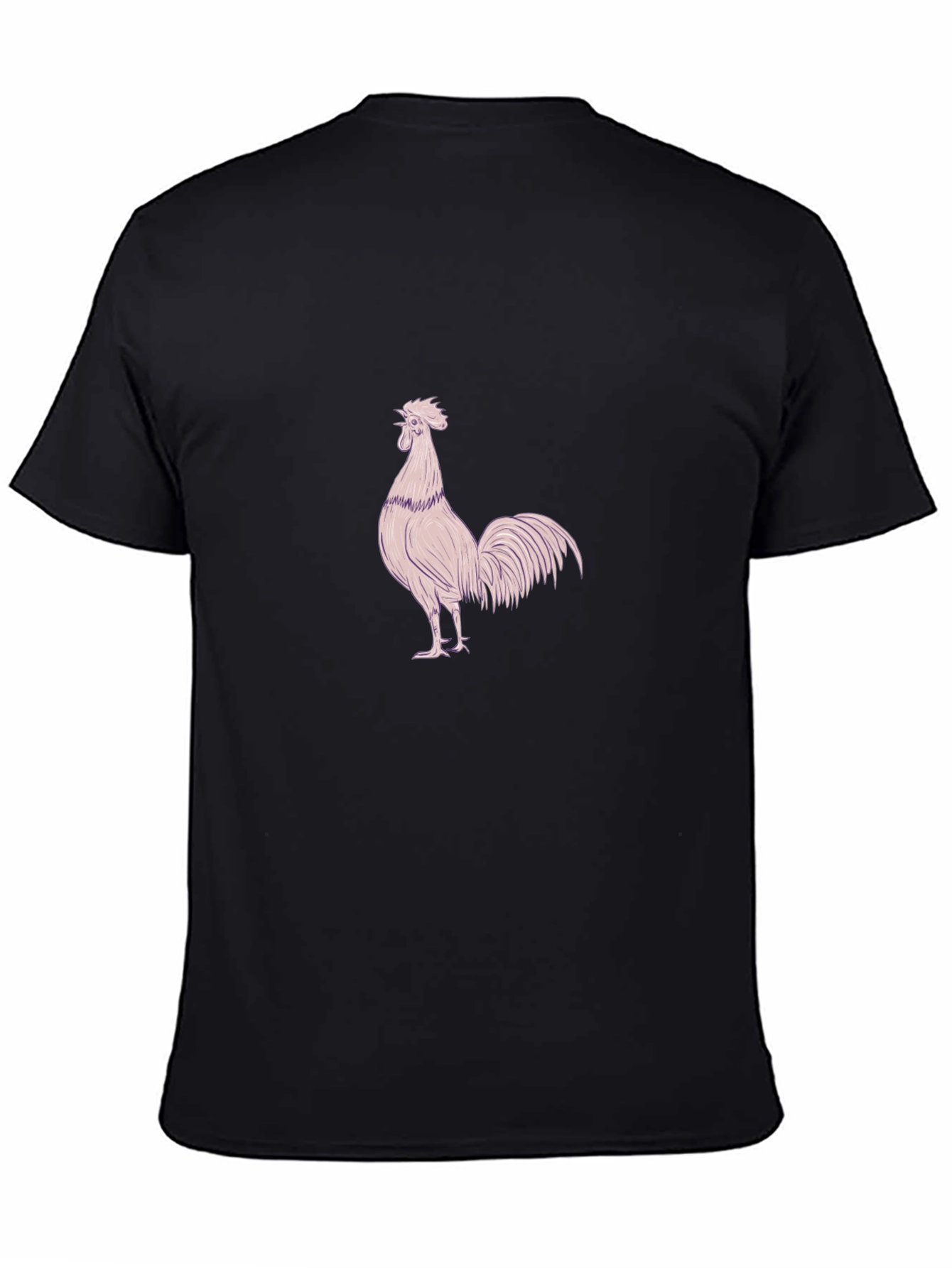 Mens Black T-Shirt with Rooster Design