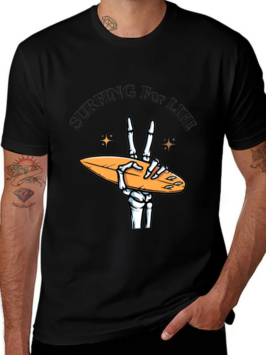 Surfing for Life Skeleton Hand T-Shirt