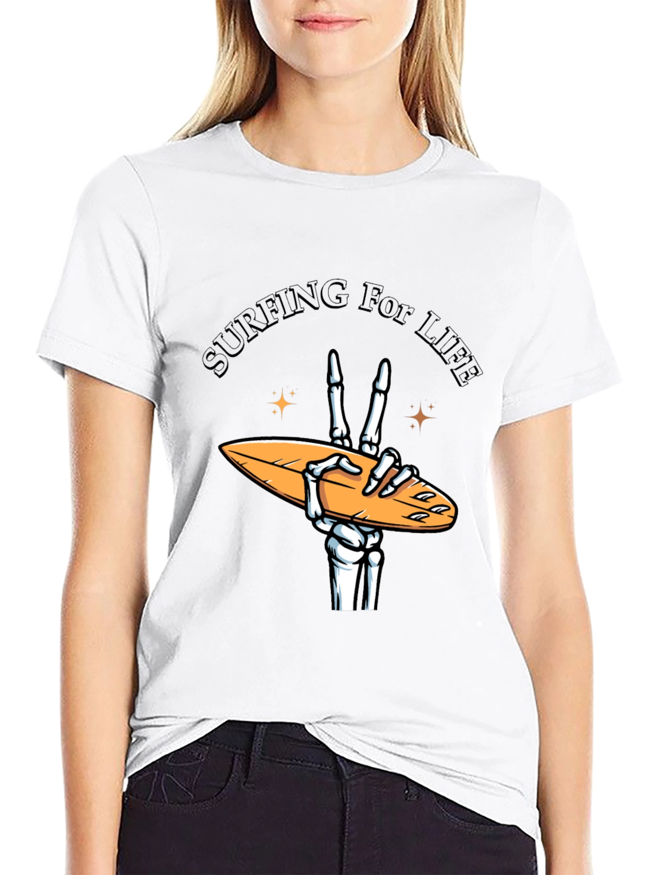 Surfing for Life Skeleton Hand T-Shirt
