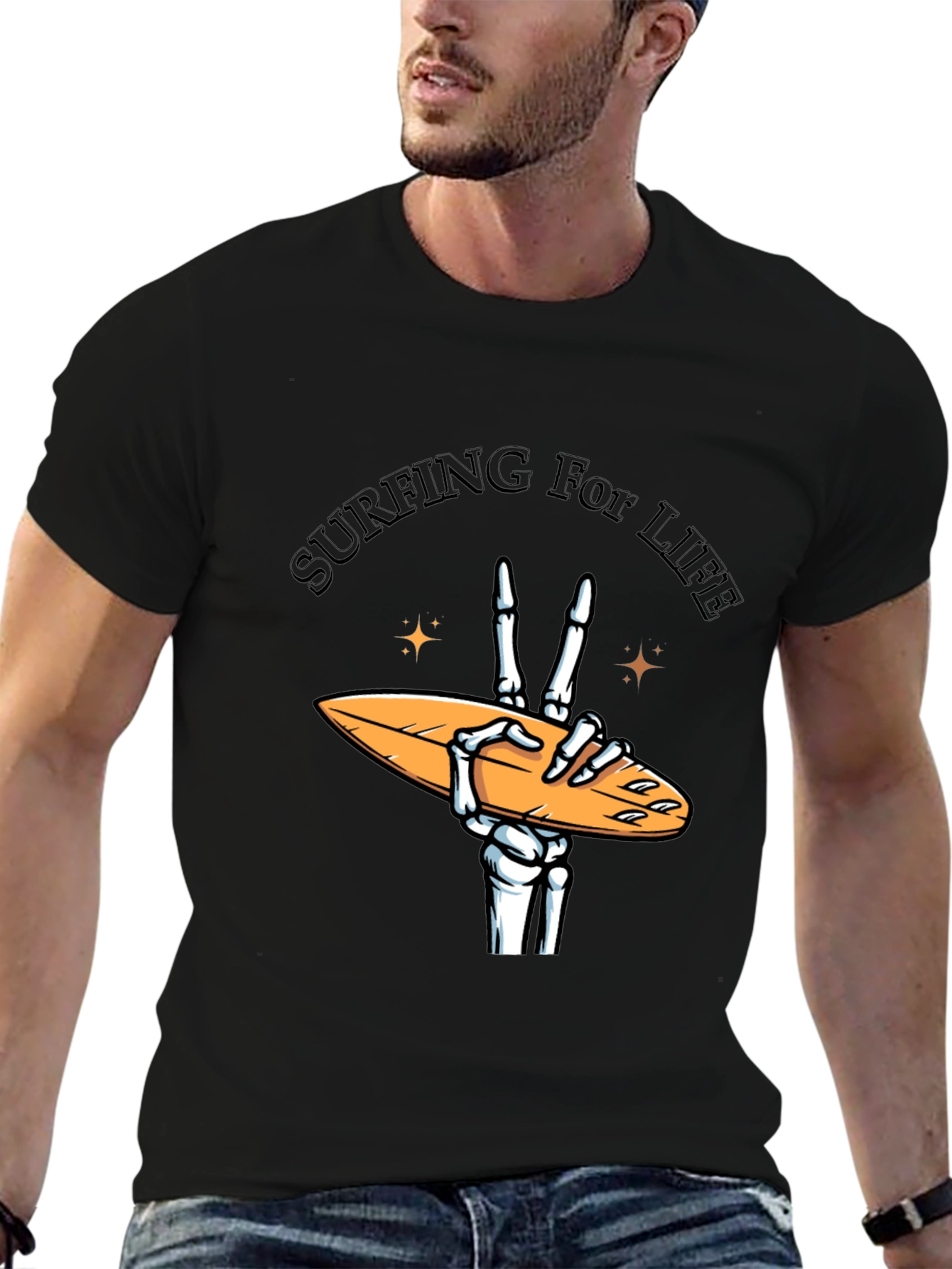 Surfing for Life Skeleton Hand T-Shirt