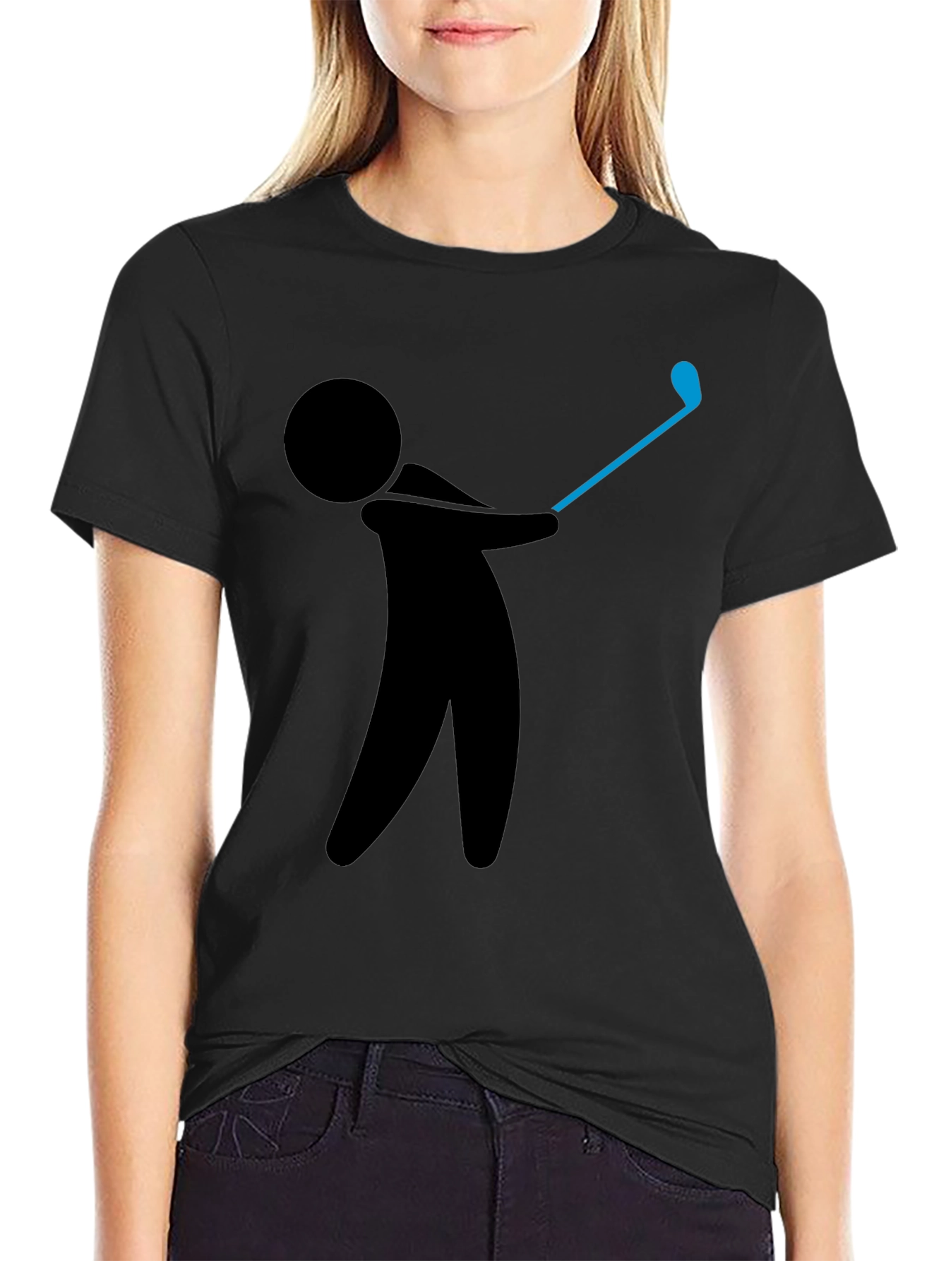 Golf Swing Graphic Tee - Black Cotton T-Shirt