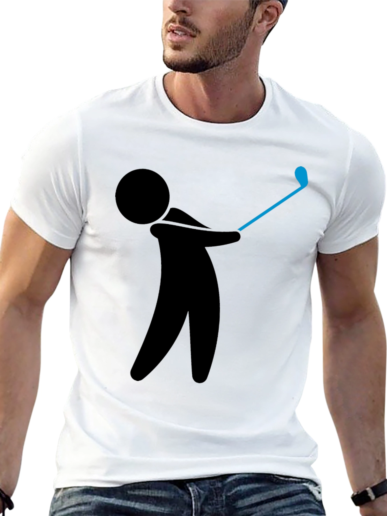Golf Swing Graphic Tee - Black Cotton T-Shirt