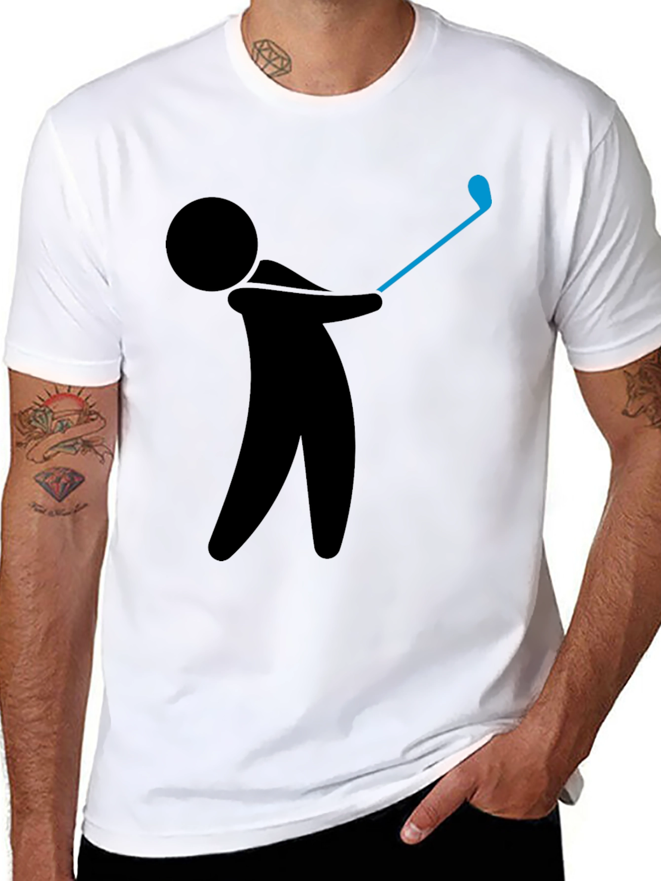 Golf Swing Graphic Tee - Black Cotton T-Shirt
