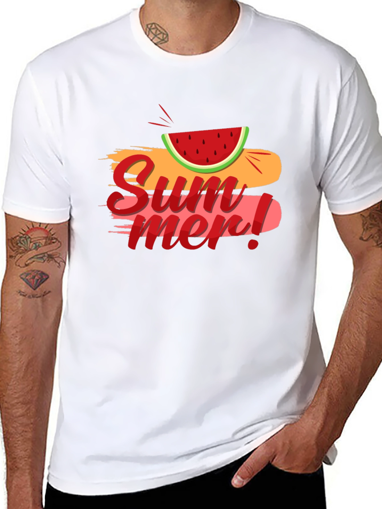 Summer Watermelon Graphic Black T-Shirt