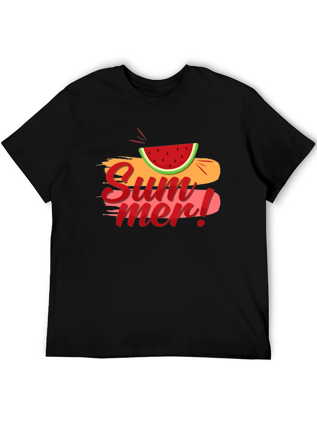 Summer Watermelon Graphic Black T-Shirt