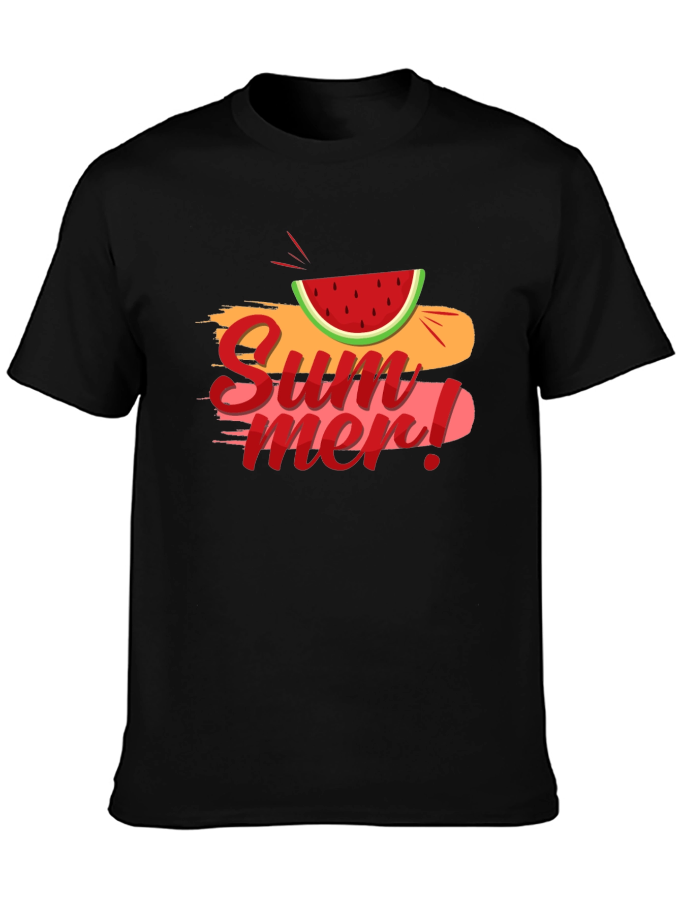 Summer Watermelon Graphic Black T-Shirt
