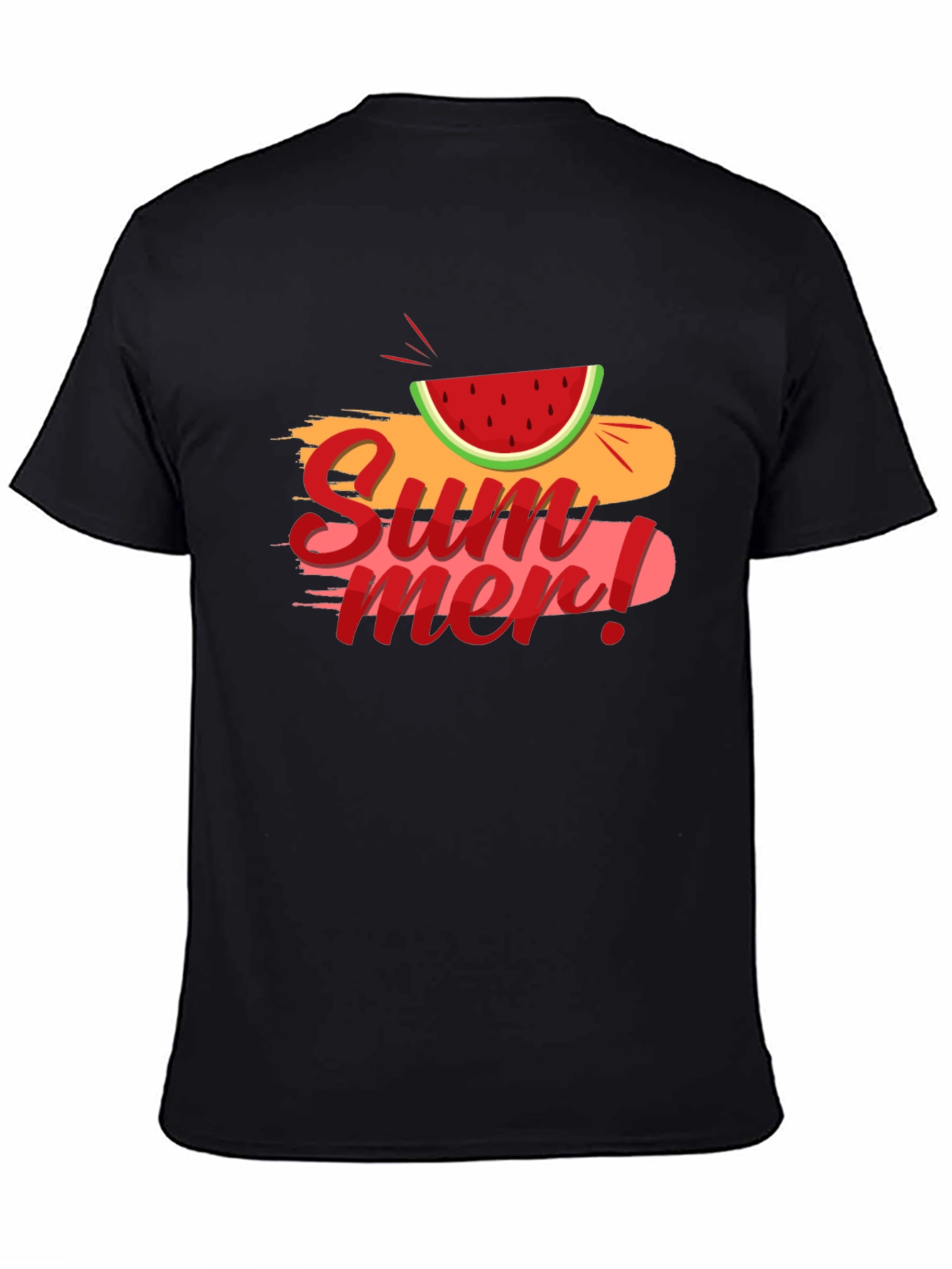 Summer Watermelon Graphic Black T-Shirt