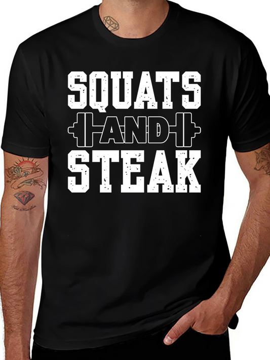 Squats and Steak Graphic T-Shirt - Gym Workout Tee