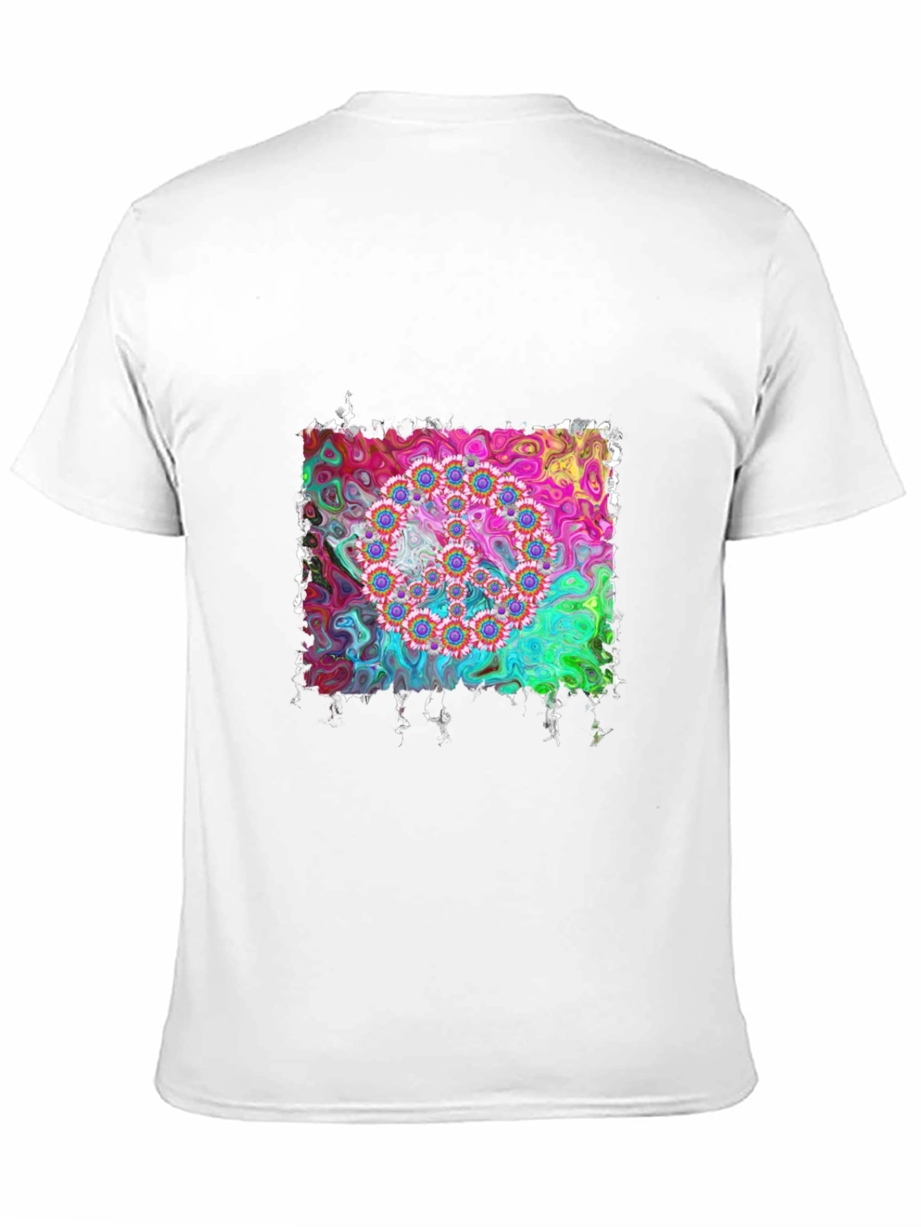 Psychedelic Floral Circle Graphic Black T-Shirt