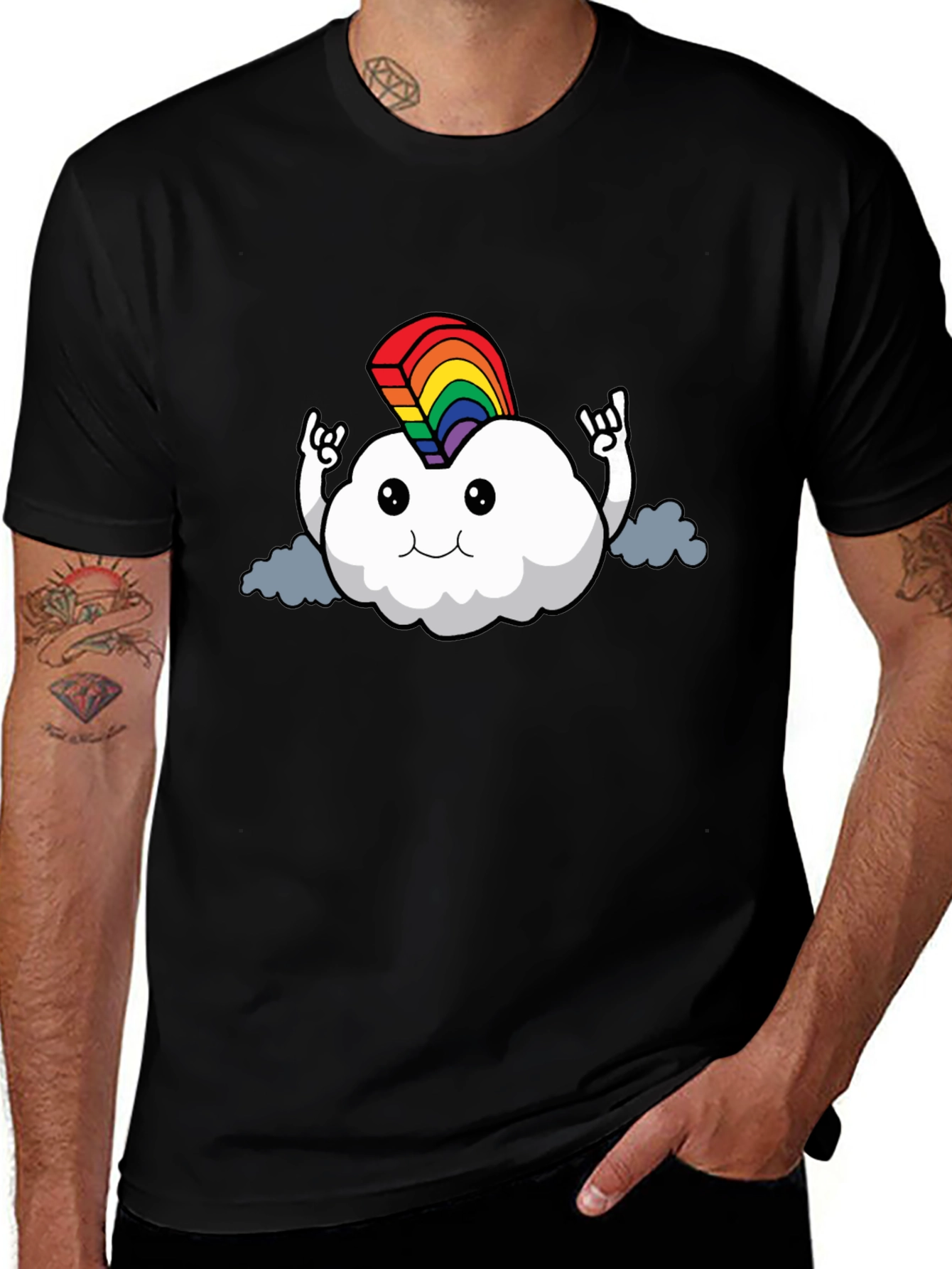 Rainbow Cloud Rock On T-Shirt