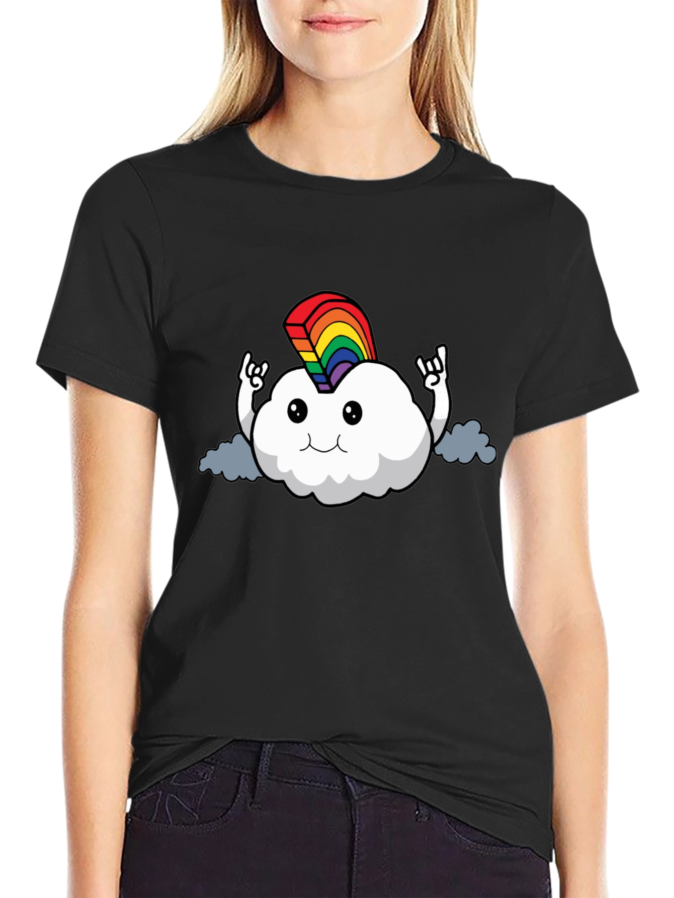 Rainbow Cloud Rock On T-Shirt
