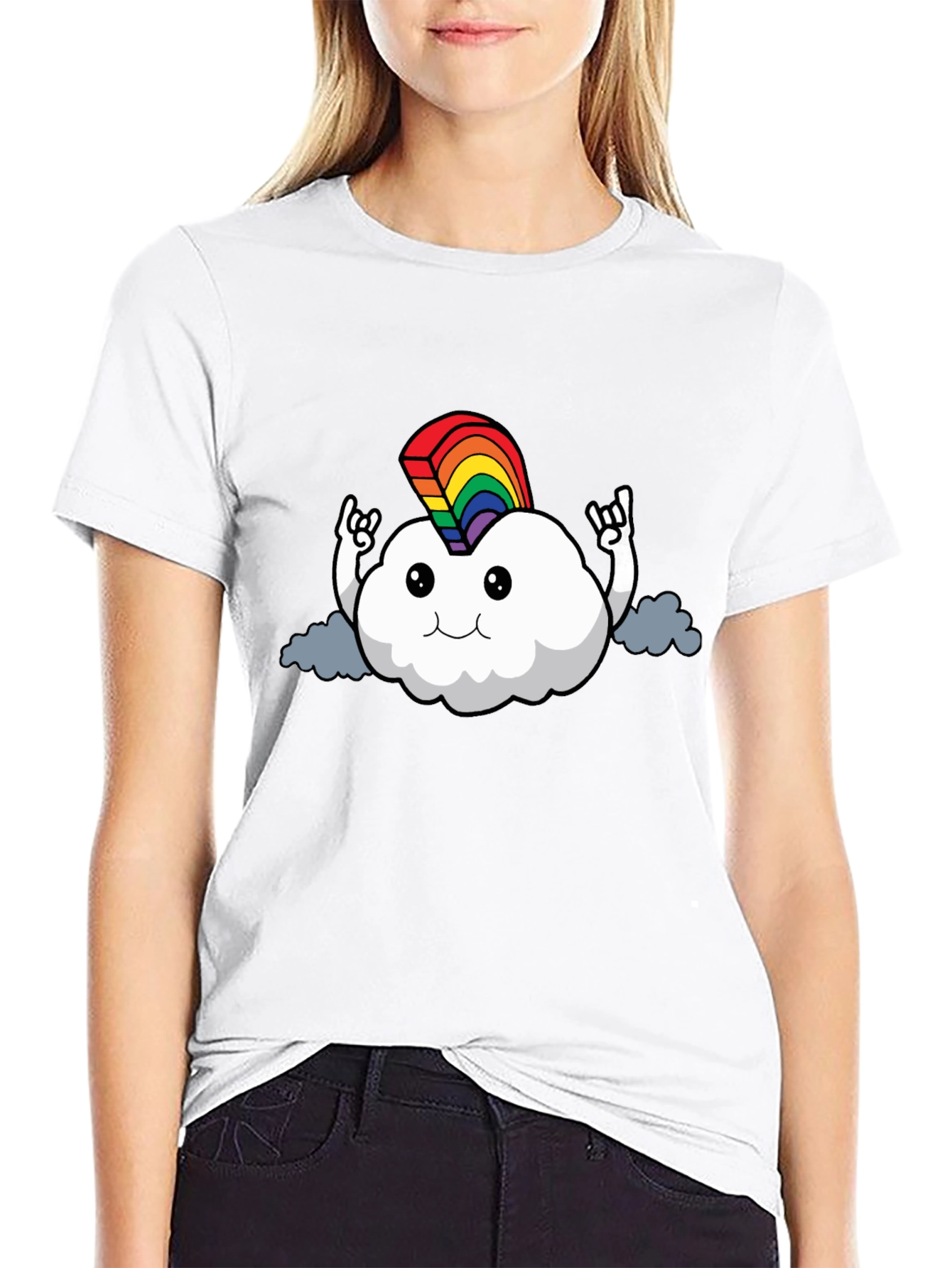 Rainbow Cloud Rock On T-Shirt