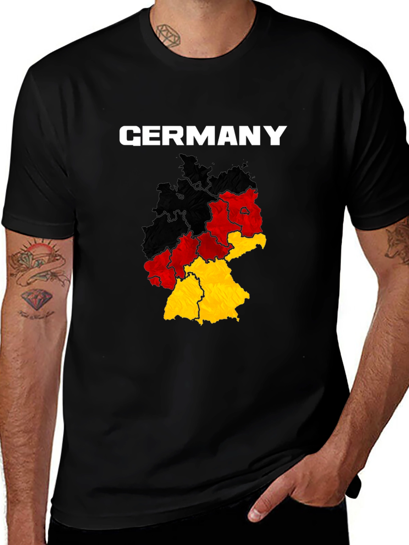 Germany Map T-Shirt - Black Cotton