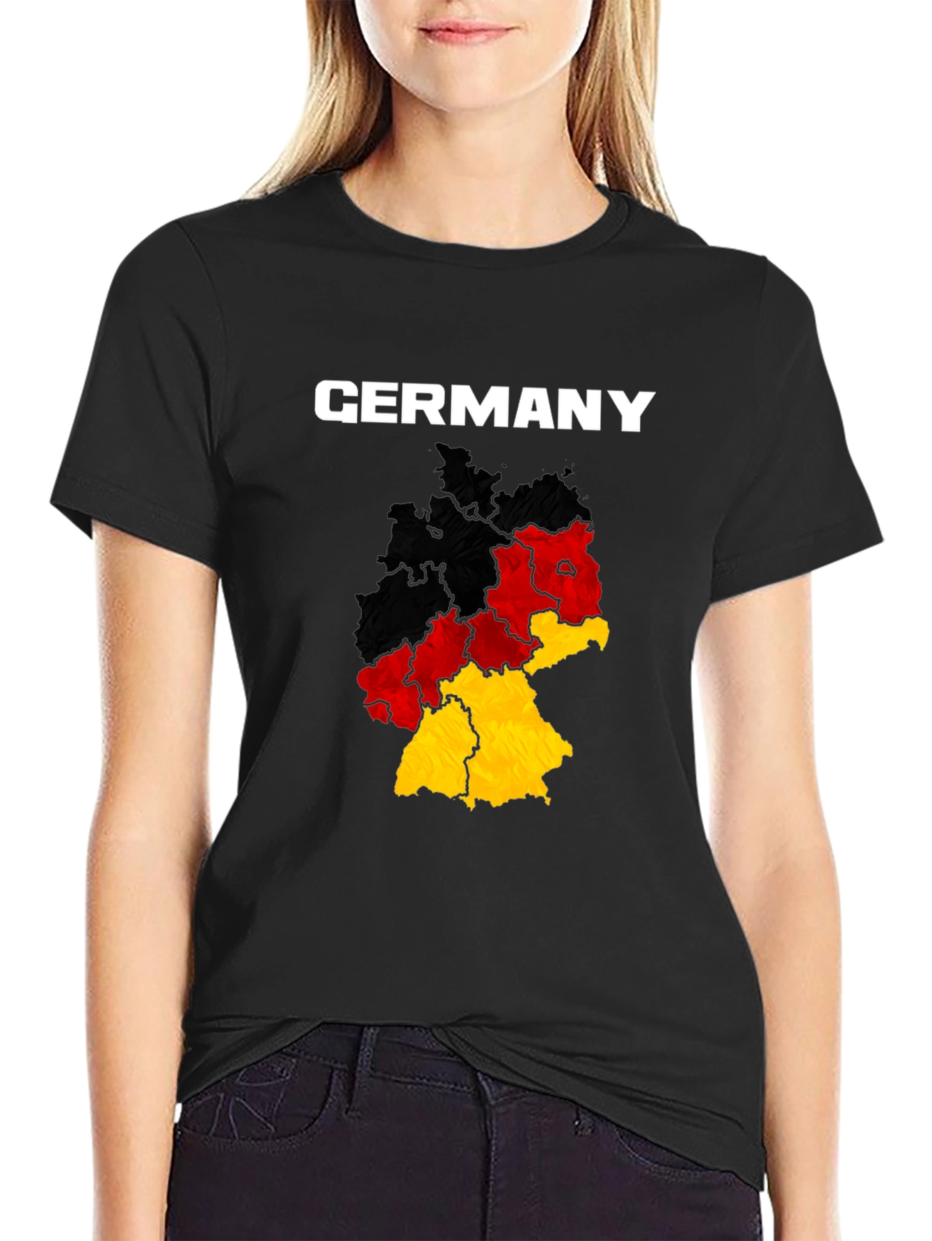 Germany Map T-Shirt - Black Cotton