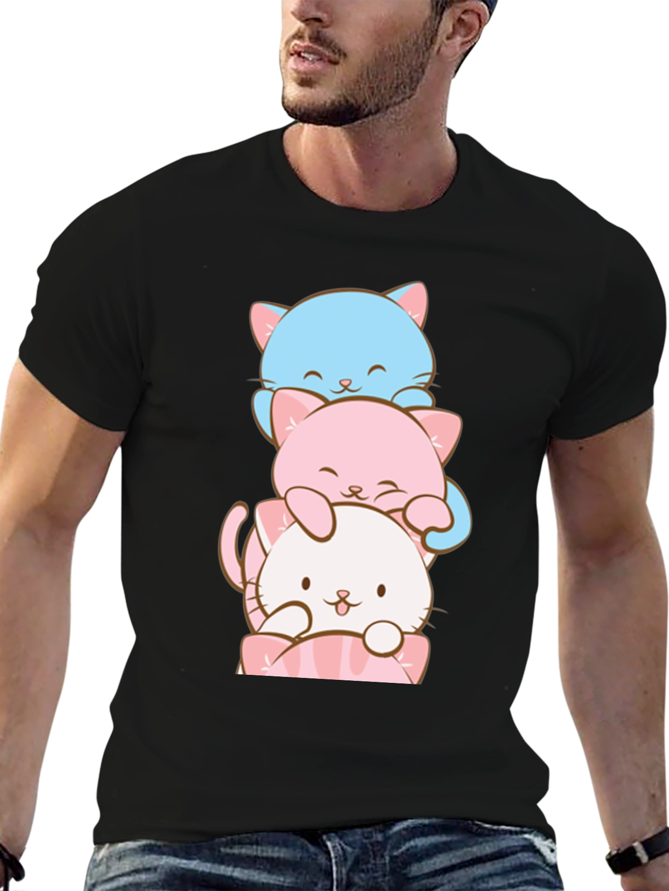 Stacked Cats Graphic T-Shirt - Soft Cotton Tee