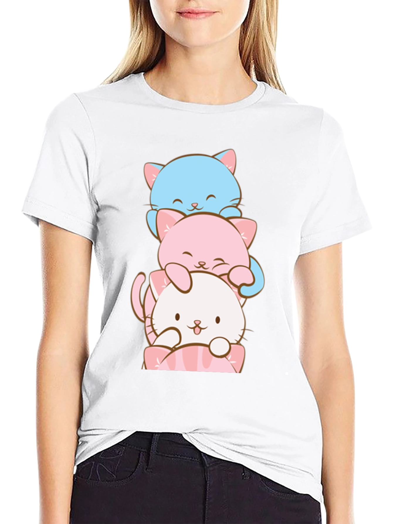 Stacked Cats Graphic T-Shirt - Soft Cotton Tee
