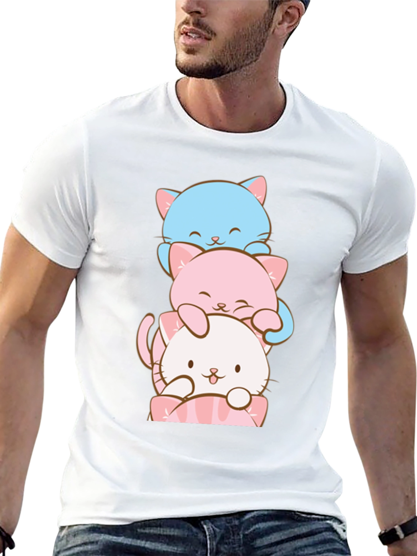 Stacked Cats Graphic T-Shirt - Soft Cotton Tee