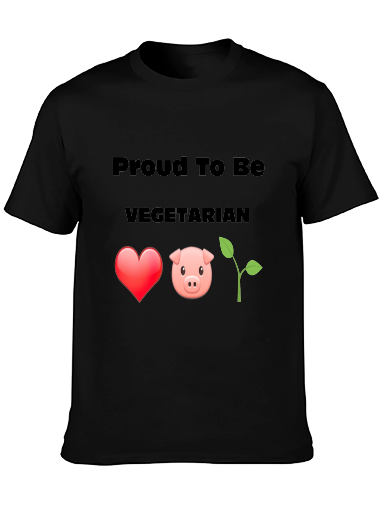 Proud Vegetarian Graphic Tee - Heart Pig Plant Design