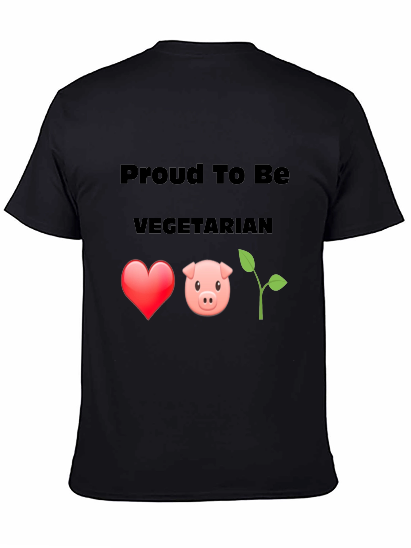 Proud Vegetarian Graphic Tee - Heart Pig Plant Design