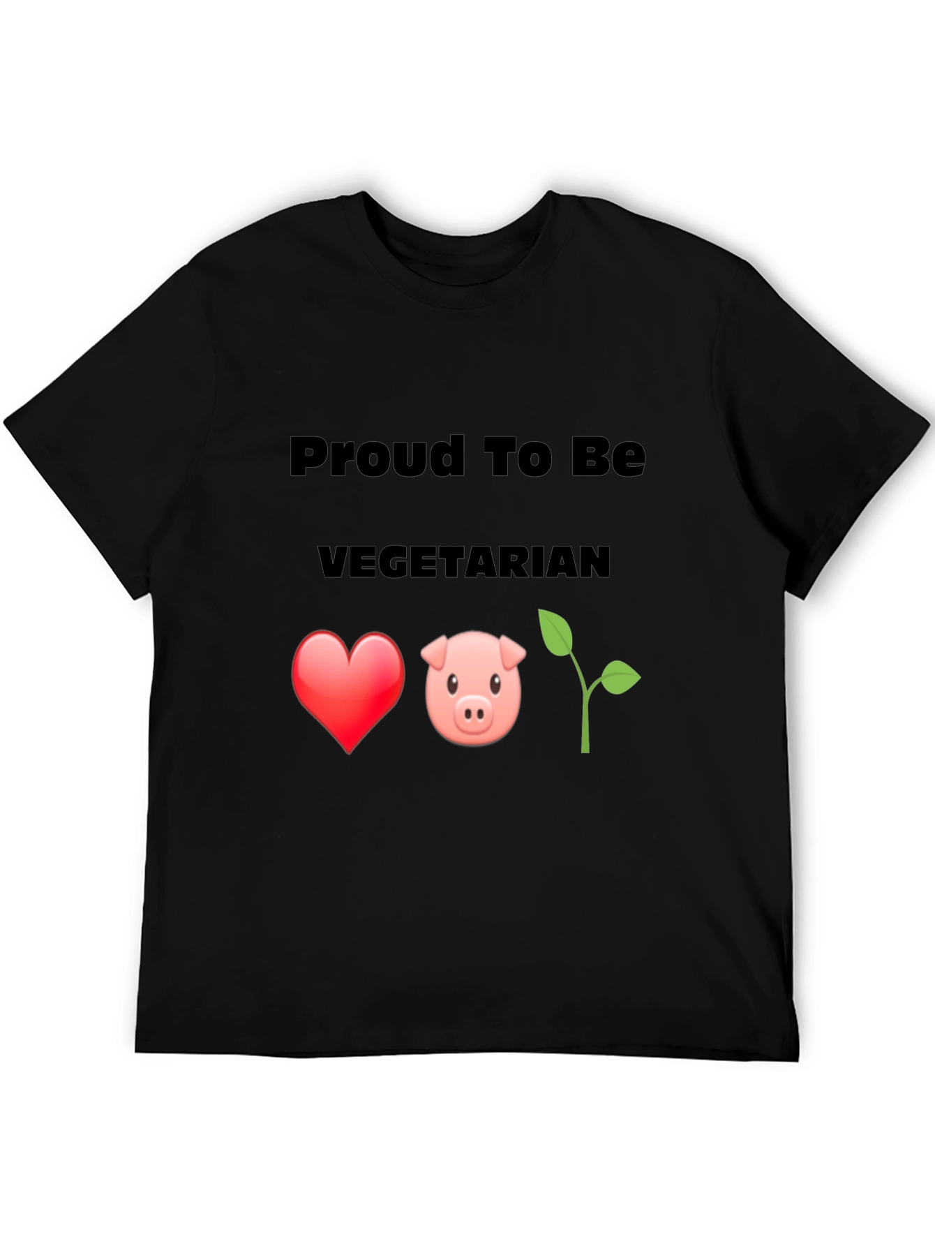 Proud Vegetarian Graphic Tee - Heart Pig Plant Design