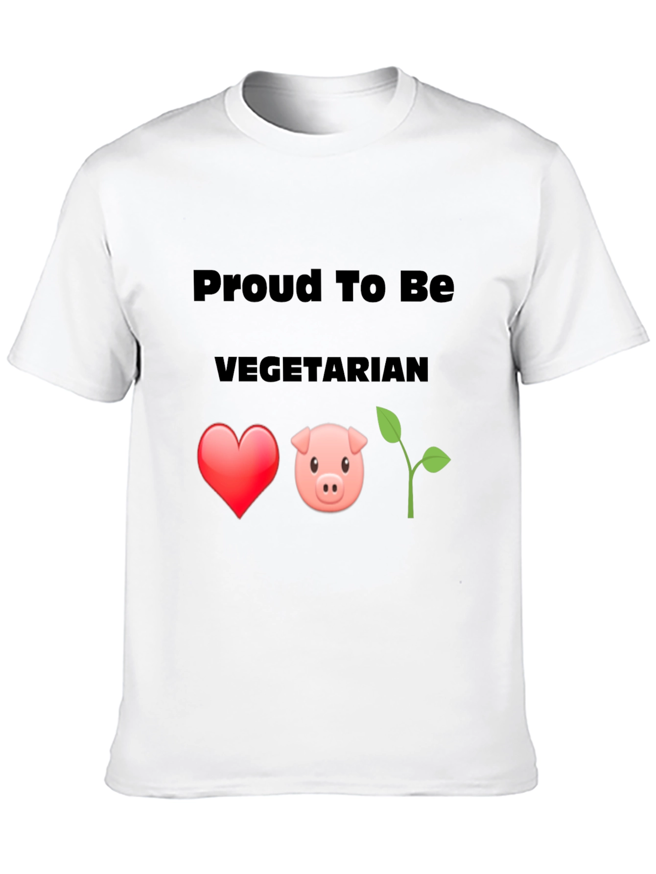 Proud Vegetarian Graphic Tee - Heart Pig Plant Design