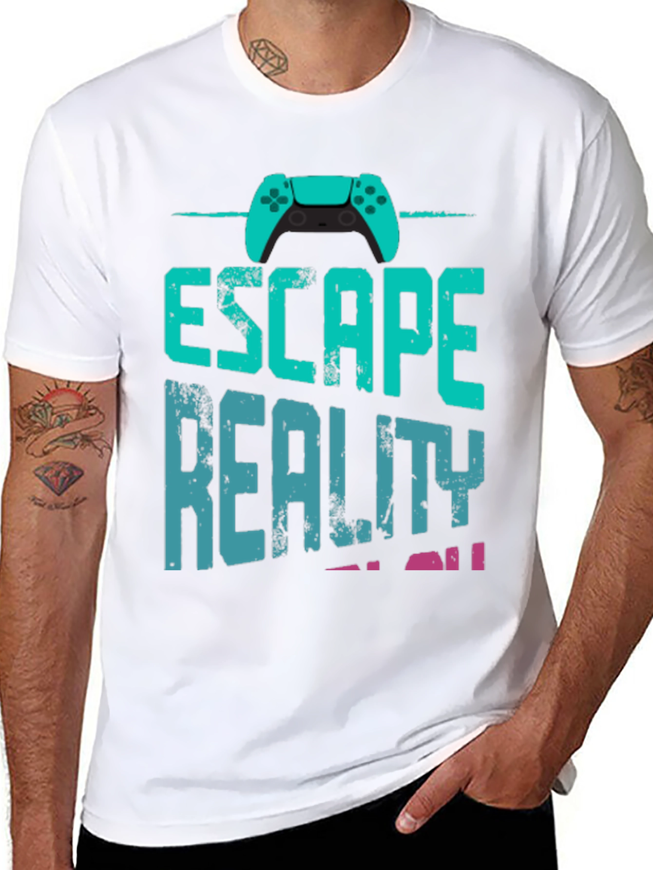Escape Reality Gamer T-Shirt - Black Cotton Blend